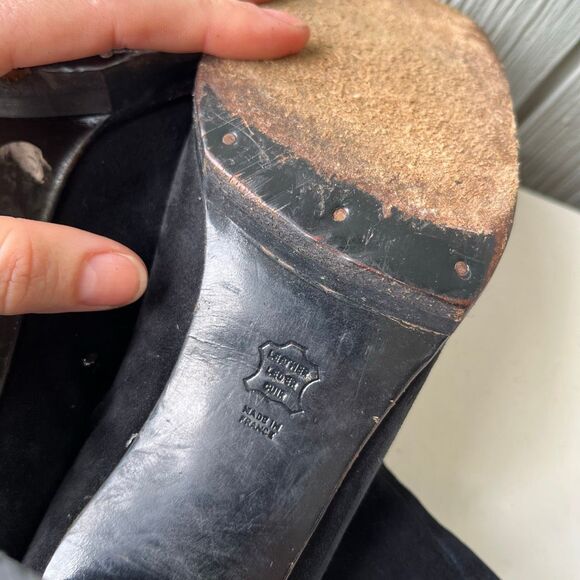 VTG Clergerie Paris Black Suede Platform Ankle Boots Women’s SZ 7.5–8 France - Picture 5 of 11